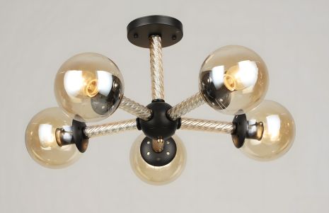 Стельова люстра на 5 плафонів VALESO Чорний + Золото K2341/5