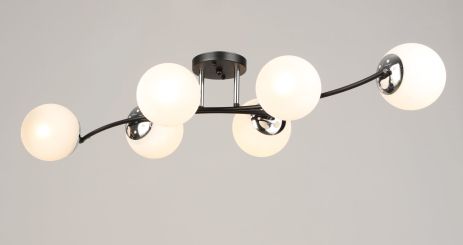 Люстра стельова на 6 плафонів VALESO K2318/6 чорний+хром E27 Люстра стельова на 6 плафонів VALESO K2318/6 чорний+хром E27