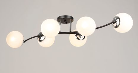 Люстра потолочная на 6 плафонов VALESO K2318/6 черный+хром E27