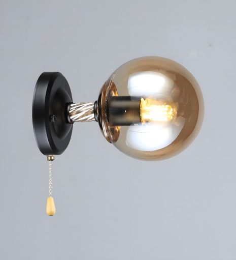 Настінне бра VALESO з одним плафоном, чорне з золотом