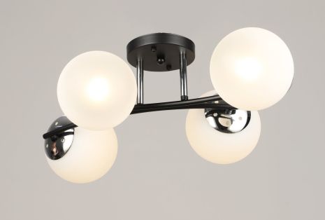 Люстра потолочная на 4 плафона VALESO K2318/4 черный+хром E27 Люстра потолочная на 4 плафона VALESO K2318/4 черный+хром E27