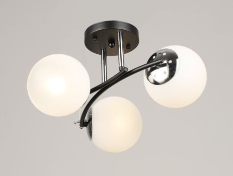 Люстра стельова на 3 плафони VALESO K2318/3 чорний+хром E27 Люстра стельова на 3 плафони VALESO K2318/3 чорний+хром E27