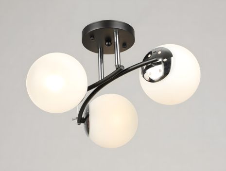 Стельова люстра на 3 плафони VALESO K2318/3 чорний+хром E27