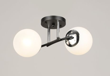 Люстра стельова на 2 плафони VALESO K2318/2 чорний+хром E27 Люстра стельова на 2 плафони VALESO K2318/2 чорний+хром E27