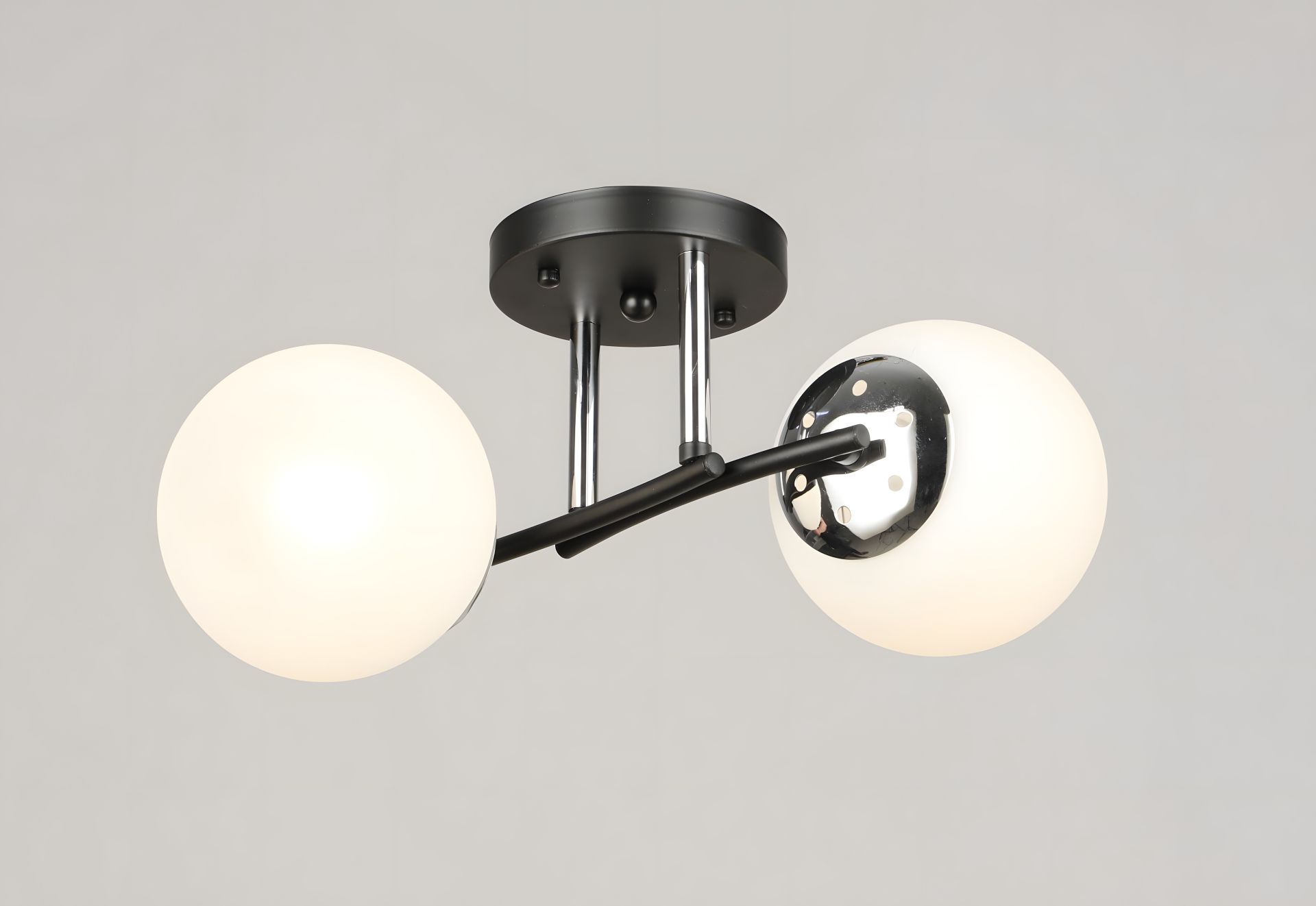 Стельова люстра VALESO K2318/2 з 2 плафонами, чорний+хром, E27 Стельова люстра VALESO K2318/2 з 2 плафонами, чорний+хром, E27