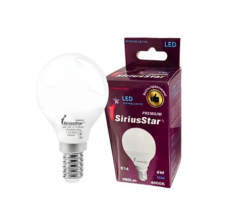 Лампа светодиодная SIRIUSSTAR 3404 G45 6W-4000K-E14