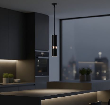 Люстра підвісна в стилі лофт Sirius PRD 4631-P BK R-GD на 1 плафон