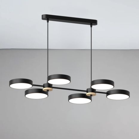 Люстра підвісна світлодіодна Sirius B X13284/6 BK+WOOD чорна