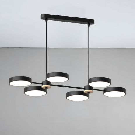 Подвесная светодиодная люстра Sirius B X13284/6 BK+WOOD черная Подвесная светодиодная люстра Sirius B X13284/6 BK+WOOD черная