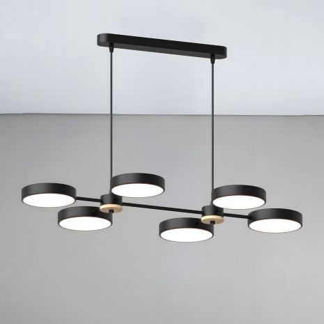 Подвесная светодиодная люстра Sirius B X13284/6 BK+WOOD черная Подвесная светодиодная люстра Sirius B X13284/6 BK+WOOD черная