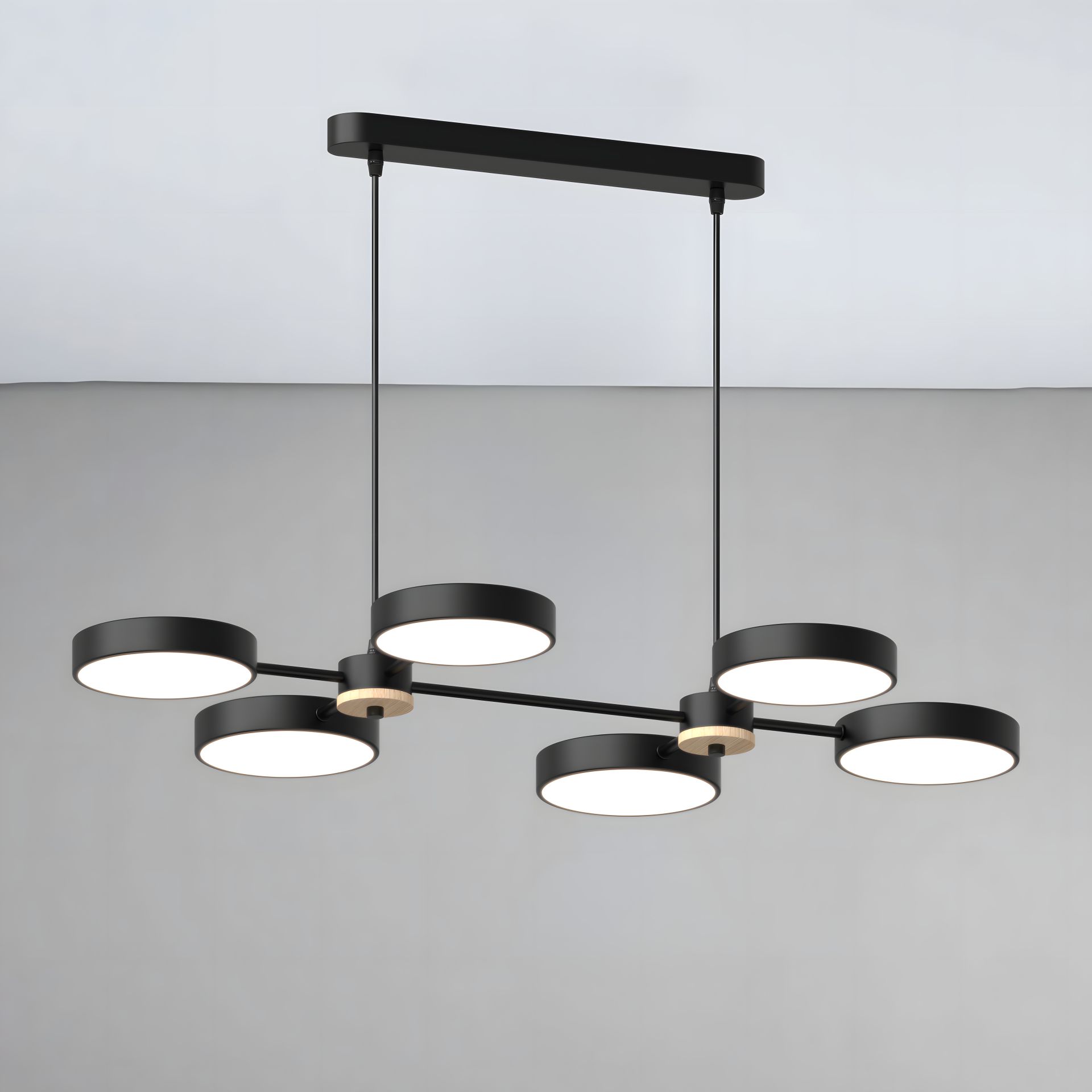 Подвесная светодиодная люстра Sirius B X13284/6 BK+WOOD черная Подвесная светодиодная люстра Sirius B X13284/6 BK+WOOD черная