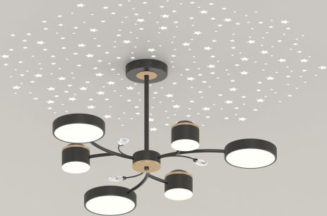 Люстра XI3346-6 черный + золото