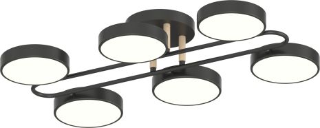 Люстра VALESO XI3322-6 чёрный+дерево