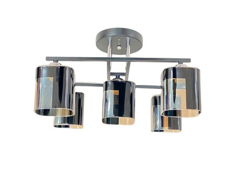 Стельова Люстра на 5 плафонів VALESO 6944B/5 (Чорний+Хром)