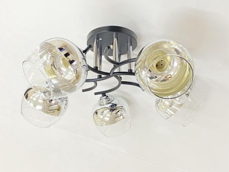 Стельова Люстра на 5 плафонів VALESO 6978A/5 (Чорний+Хром)