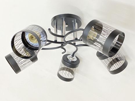 Потолочная Люстра на 5 плафонов VALESO 6979A/5 (Черный+Хром)