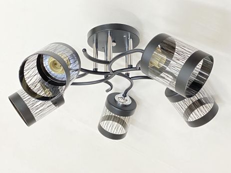 Стельова Люстра на 5 плафонів VALESO 6979A/5 (Чорний+Хром)