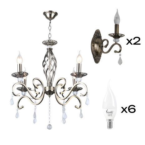 Комплект: Люстра Sirius B N1208/4 + 2 Бра B N1208/1W з лампочками, ексклюзивний