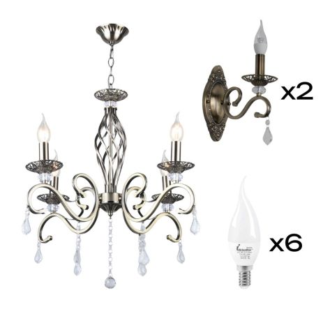 Комплект: Люстра Sirius B N1208/4 + 2 Бра B N1208/1W з лампочками