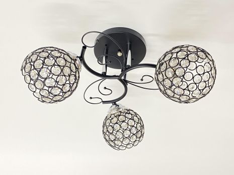 Люстра стельова на 3 плафони 2348C/3 Чорний+Хром Люстра стельова на 3 плафони 2348C/3 Чорний+Хром