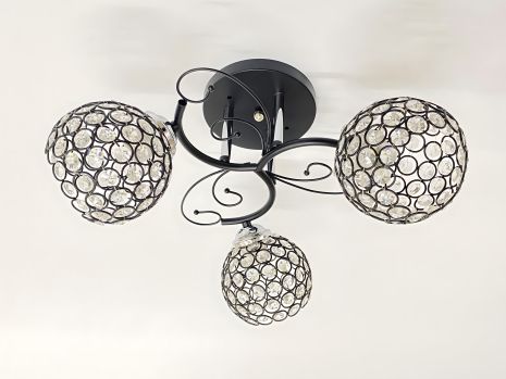 Люстра потолочная на 3 плафона 2348C/3 Черный+Хром