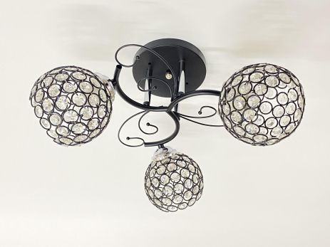 Люстра потолочная на 3 плафона 2348C/3 Черный+Хром