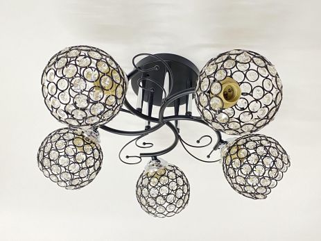 Люстра потолочная на 5 плафонов 2348C/5 Черный+Хром