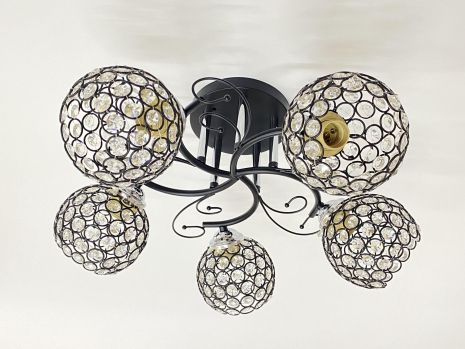 Люстра потолочная на 5 плафонов 2348C/5 Черный+Хром