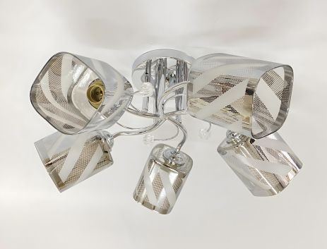 Люстра потолочная с 5 плафонами 6247E/5, Хром