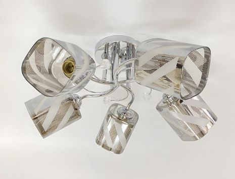 Стельова люстра на 5 плафонів 6247E/5 Хром