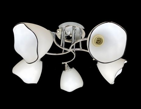 Люстра потолочная с прозрачными плафонами на 5 ламп, 9823E/5 Хром