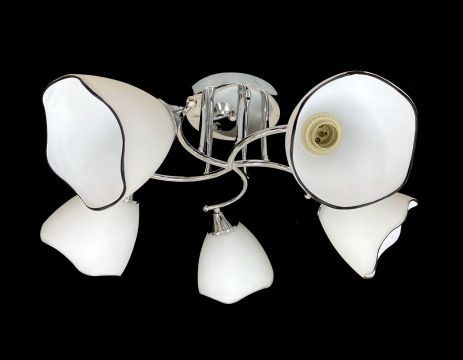 Люстра стельова на 5 прозорих плафонів 9823E/5 Хром