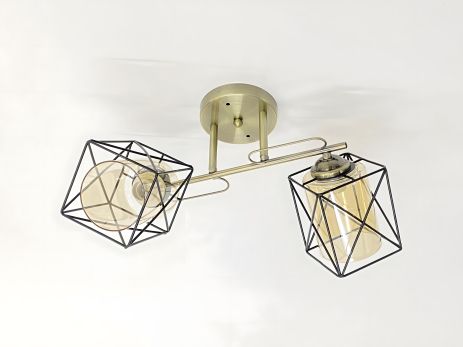 Люстра з двома плафонами 91207/2 бронза+чорний