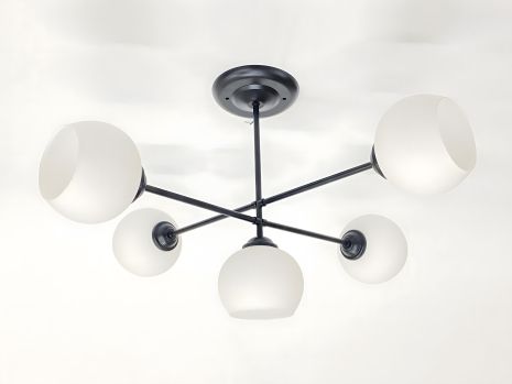 Підвісна чорна люстра на 5 плафонів 91175B/5