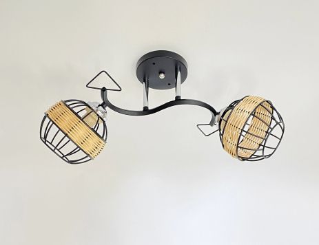 Стельова люстра на 2 плафони 91179A/2 чорний+хром Стельова люстра на 2 плафони 91179A/2 чорний+хром