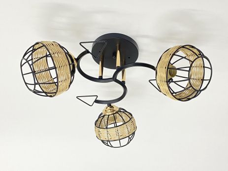 Потолочная люстра на 3 плафона 91179A/3 черный+хром