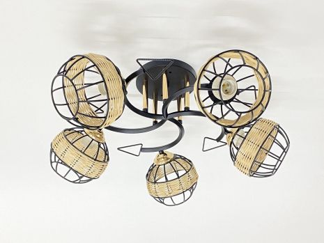 Потолочная люстра на 5 плафонов 91179A/5 черный+хром