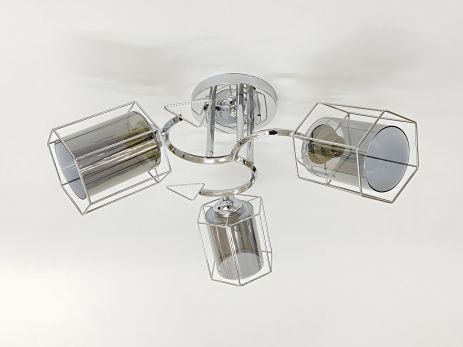 Потолочная люстра хромированная на 3 плафона 91179B/3