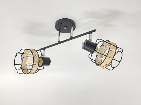 Люстра стельова 91180K/2 чорний+хром на 2 плафони