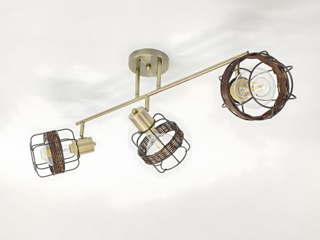Бронзова стельова люстра з 3 плафонами 91180J/3