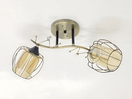 Стельова люстра з 2 плафонами 91186/2, бронза+чорний