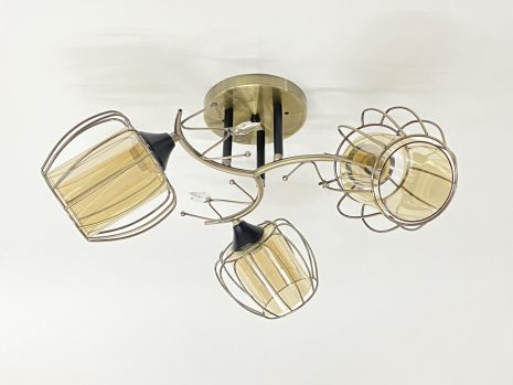 Стельова люстра на 3 плафони 91186/3 бронза+чорний Стельова люстра на 3 плафони 91186/3 бронза+чорний