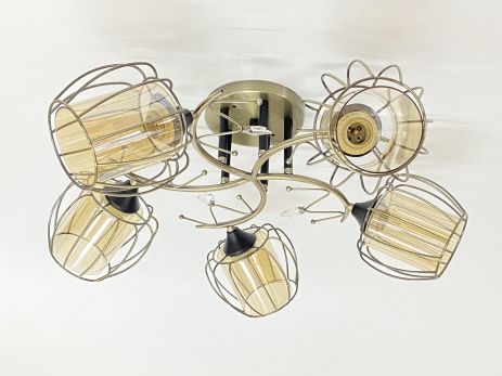 Потолочная люстра на 5 плафонов 91186/5 бронза+черный