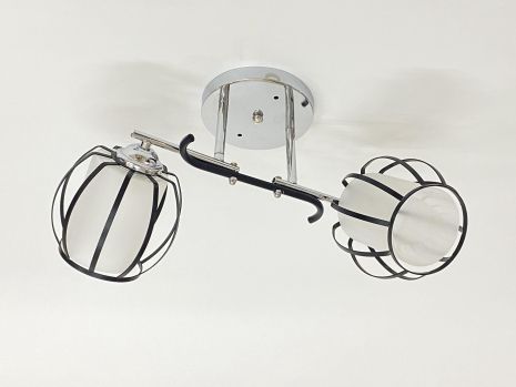 Стельова люстра на 2 плафони 91195/2 хром+чорний Стельова люстра на 2 плафони 91195/2 хром+чорний