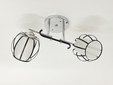 Стельова люстра на 2 плафони 91195/2 хром+чорний Стельова люстра на 2 плафони 91195/2 хром+чорний