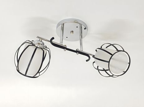 Стельова люстра з двома плафонами 91195/2, хром+чорний