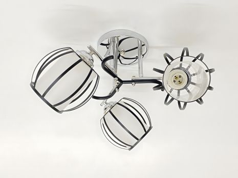 Хромована стельова люстра на 3 плафони 91195/3 + чорний