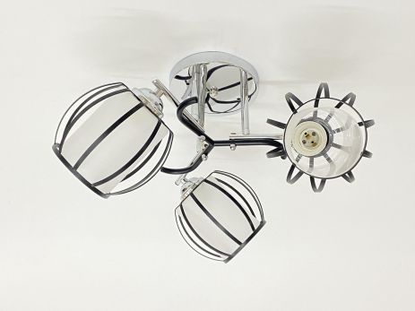 Потолочная люстра на 3 плафона 91195/3 хром+черный