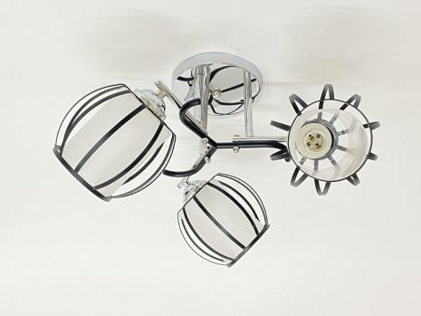 Потолочная люстра на 3 плафона 91195/3 хром+черный