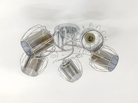 Люстра потолочная на 5 плафонов, модель 91187B/5, хром